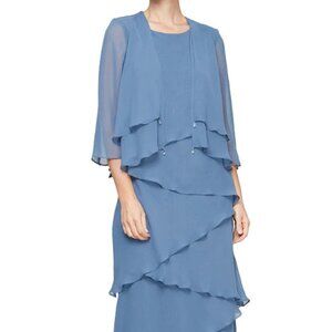 NWT Alex Evenings 8192001 Mother of the Bride Dress Wedgewood Size 6